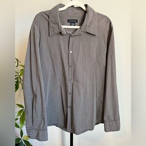 Calvin Klein Jeans Black Gray Striped Button Down Shirt 100% Cotton | XL